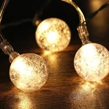 peipo 1入組2m/3m電池供電串燈10/20 LED水晶球裝飾燈，適用於室內室外花園派對家庭花環庭院樹木裝飾戶外燈飾燈串 - 暖白色 - 查看 4