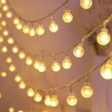 peipo 1入組2m/3m電池供電串燈10/20 LED水晶球裝飾燈，適用於室內室外花園派對家庭花環庭院樹木裝飾戶外燈飾燈串 - 暖白色 - 查看 10