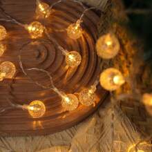 peipo 1入組2m/3m電池供電串燈10/20 LED水晶球裝飾燈，適用於室內室外花園派對家庭花環庭院樹木裝飾戶外燈飾燈串 - 暖白色 - 查看 6
