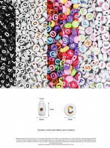 100入組多彩的塑膠拼音字母珠，圓形、扁平形和正方形，適合製作DIY珠寶和個性化手工禮品