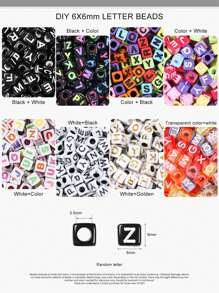 100入組多彩的塑膠拼音字母珠，圓形、扁平形和正方形，適合製作DIY珠寶和個性化手工禮品