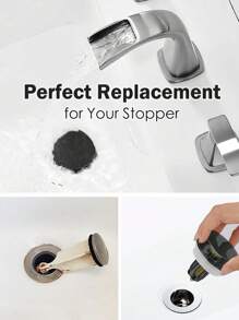 Uniwersalny korek do zlewu łazienkowego typu pop-up, stalowy konwerter typu push-type z ruchomym rdzeniem, nierdzewny korek do umywalki, korek odpływowy i filtr w jednym, czarne artykuły kuchenne, akcesoria kuchenne, narzędzia kuchenne - Czarne - Zobacz 5