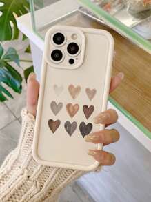 1 件涂鸦心形图案设计相机手机保护壳，带精密孔，适用于 11 Pro Max/12 Pro Max/13 Pro Max/14 Pro Max/15 Pro Max/16 Plus/16 Pro Max、Redmi、OPPO/Realme、VIVO、Infinix、Honor、MOTO、OnePlus - 白色 - 查看 1