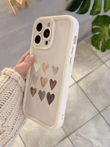 1 件涂鸦心形图案设计相机手机保护壳，带精密孔，适用于 11 Pro Max/12 Pro Max/13 Pro Max/14 Pro Max/15 Pro Max/16 Plus/16 Pro Max、Redmi、OPPO/Realme、VIVO、Infinix、Honor、MOTO、OnePlus - 白色 - 查看 2