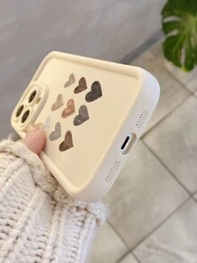 1 件涂鸦心形图案设计相机手机保护壳，带精密孔，适用于 11 Pro Max/12 Pro Max/13 Pro Max/14 Pro Max/15 Pro Max/16 Plus/16 Pro Max、Redmi、OPPO/Realme、VIVO、Infinix、Honor、MOTO、OnePlus - 白色 - 查看 3