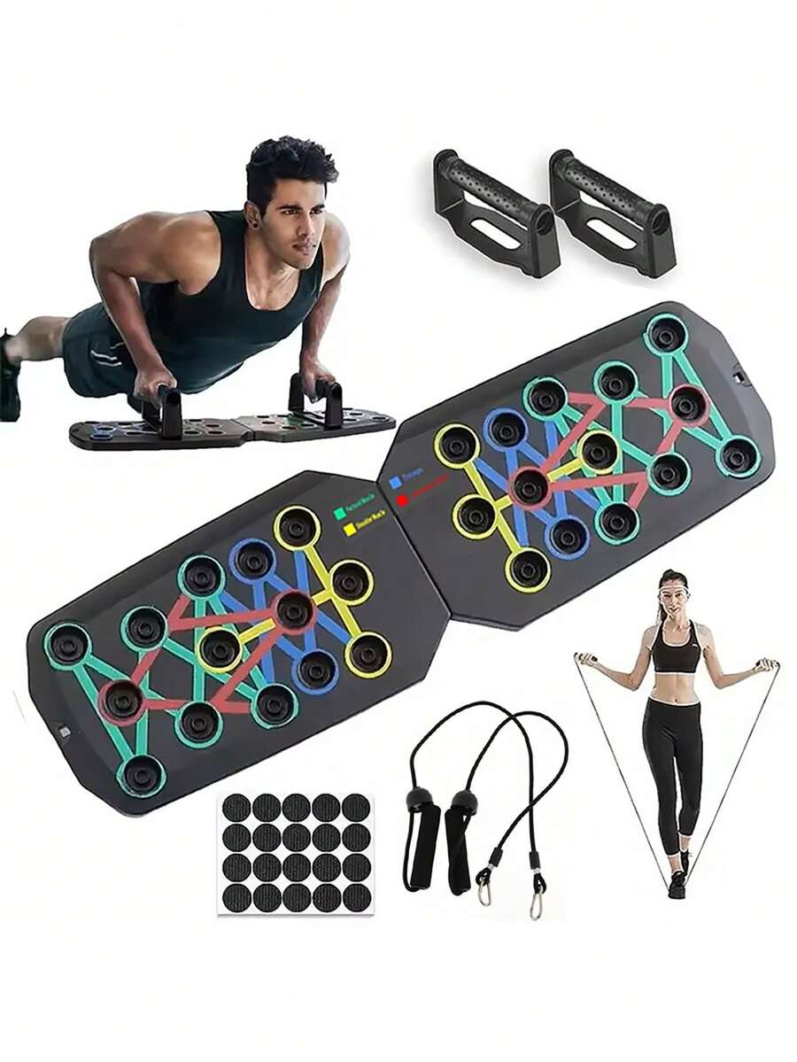 lpcbec 1set Multi-Function Foldable Push-Up Board Fitness Exercise Equipment - Upgraded Model a (push-up Board + Handle + Tension Rope) - View 1
