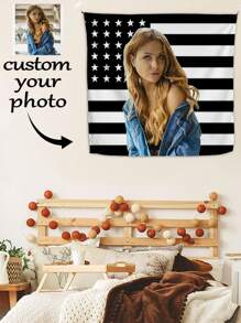 1pc Customizable Personalized Tapestry With Photos And Text, For Birthday, Wedding, Halloween, Christmas, Party, Father's/Mother's Day, Flag For Home Decor, Bedroom Aesthetics, Wall Art Lightweight Custom,Unique,Personalized Ideal Gifts For Him Her,Boyfriend,Dad,Girlfriend,Mom,Family,Friends,Pets For Anniversaries,For Valentine's Day,For Mother's Day,For Birthdays,For Children's Day,For Father's Day,Love,Soft,Comfortable,Elegant,Simple,Custom,Personalized,Unique,Ideal Gifts For Him,Ideal Gifts For Her,Him,Her,Boyfriend,Girlfriend,Dad,Mom,Family,Friends,For Anniversaries,For Mother's Day,For Birthdays,For Valentine's Day,For Graduation,For Father's Day,For Weddings,For Housewarming,Sofa,Bed,Car,Tea Room,Bedroom,Bathroom,Living Room,Dining Room,Customized Tapestry,Street Casual Chic - Nhiều màu - Xem 4