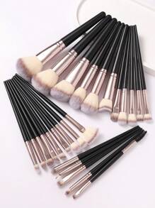 18-20-22-25-30 件套黑色和咖啡色化妆刷套装，优质合成毛眼影晕染刷套装，化妆工具，赠品，专业化妆刷，全套化妆工具 - 彩色 - 查看 13