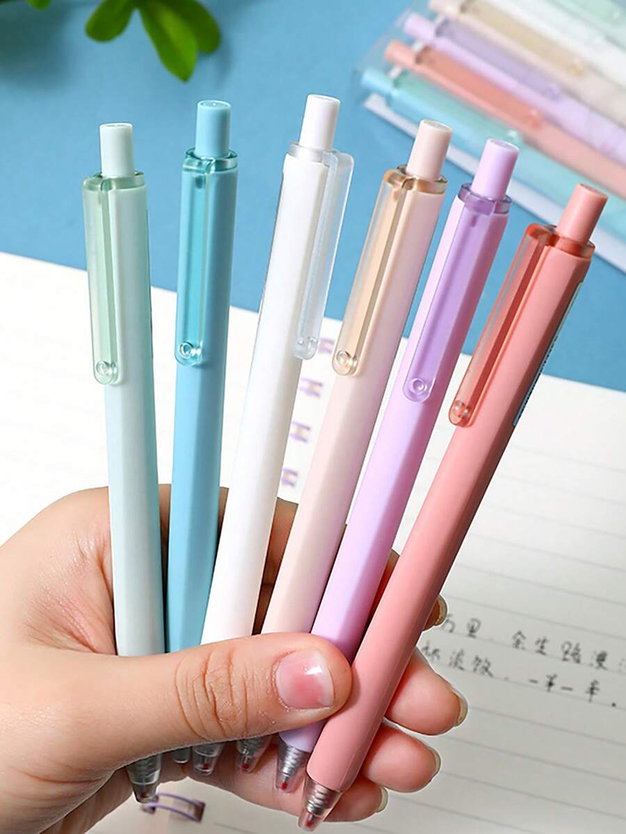 6 支学生简约优雅考试记号笔，带双圆珠笔，弹簧式，快干，按压式，适用于儿童学校、学习、家庭作业 - 彩色 - 查看 1