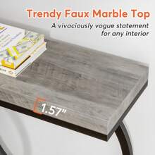Tribesigns 55 " Gold Console Table, Faux Marble Entryway Table Narrow Long Sofa Table Accent Table For Living Room - Grey - View 6