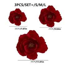 3件套（小号+中号+大号）纸花装饰，3D仿真花摆件，墙面背景装饰，适用于婚礼装饰和派对背景