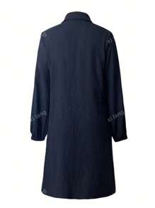 Rochie midi, lejeră, cu mânecă lungă, cu nasturi