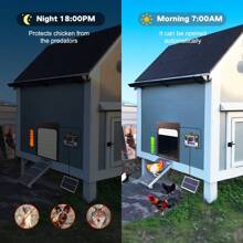 Solar Powered Automatic Chicken Coop Door - Remote Control Aluminum Chicken Door With Timer & Light Sensor, Anti-Pinch Design For Safe