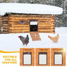 Solar Powered Automatic Chicken Coop Door - Remote Control Aluminum Chicken Door With Timer & Light Sensor, Anti-Pinch Design For Safe