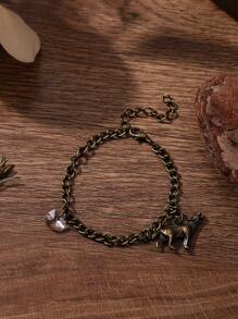 1 件《破晓》贝拉的狼心吊饰银或铜吊饰手链道具复制珠宝，适合日常佩戴情人节 - 復古銀色 - 查看 1