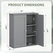 Vongrasig Bathroom Wall Cabinet, Bathroom Cabinet Wall Mount, Over Toilet Space Saver Bathroom Storage Cabinet, Wood Medicine Cabinets For Bathroom Laundry Room Kitchen Back To School - Grey - View 3