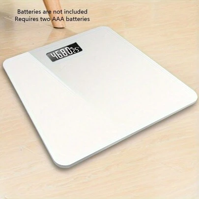 高精度智能体重秤 - 紧凑设计，LCD 高清显示屏，电池供电，适合家庭或宿舍使用，黑色/白色