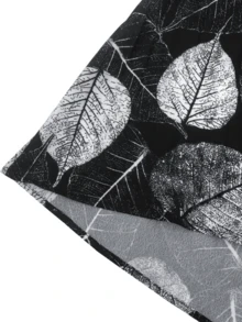 Women's Round Neck Printed Waist Cinching Loose Long Sleeved Abaya Modest Dress Made Of Ice Silk Fabric - Black - View 5