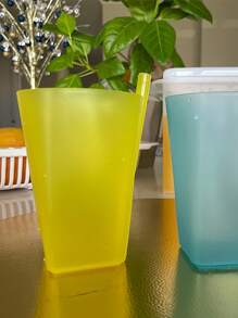 Plastic Tumbler Set With Built-In Straw, 12.17oz Portable Drinking Cup, Summer Outdoor Juice Water Glasses For Students - Assorted Colors - Multicolor - View 3