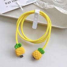 4 Pieces Set 1.4m Colorful Cable Protector Cartoon Cord Protector Charging Charger Cord Protective Phone Cable Winder Saver Cover Wire Winder Protector TYPE C Port Android Charger Protector