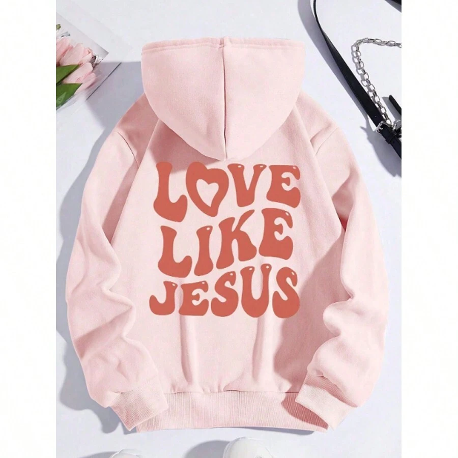 Women's LOVE LIKE JESUS Sweatshirt Back Winter - 淺粉色 - 查看 1