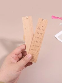 1 pieza Separador de libros de madera sencillo, diseño personalizado con borlas de diferentes colores, separador de libros de ayuda para la lectura, accesorios de lectura en el hogar, útiles escolares de vuelta a clases - Marrón - Ver 8