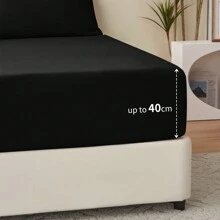 Fitted Sheet Deep - White Bottom Sheet With 40cm Extra Deep Sided Pocket - Black - View 4