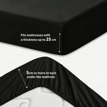 Fitted Sheet Deep - White Bottom Sheet With 40cm Extra Deep Sided Pocket - Black - View 6