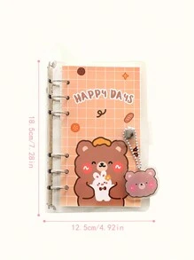 1入組卡通圖案創意多用途筆記本適用於學校學生 - 棕色 - 查看 2