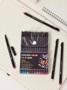 1set 12/24/36/48 Colors 0.4mm Fine Tip Colored Pens, Diary, Note Taking, Writing, Drawing, Coloring, Calendar, Office, School, Teacher Fine Tip Markers Back To School