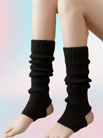 Sports Outdoor 1Pair Rib Knit  Leg Warmers, Versatile Knee Socks, Women's Stockings Pile Socks And Hosiery