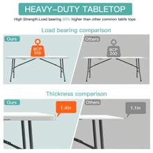 6 Foot Folding Table, Lightweight Table For Party, Dining, Barbecue - White - 白色 - 查看 3