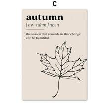 1 pieza Carteles de otoño con citas, hojas de otoño y calabaza, impresiones de arte de pared para sala de estar, pintura en lienzo para decoración del hogar - Multicolor - Ver 16