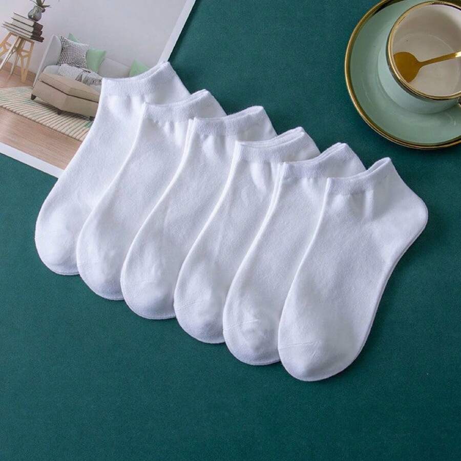 Kit 6 And 12 Pairs Women's Socks White Short Pipe Socket - 白色 - 查看 1