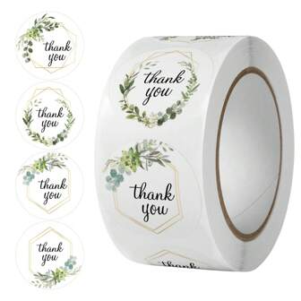 1 rol, 500 stuks, 0,98 inch ronde olijftak, warmgestanst decoratie kraftpapier cadeaulabel, bedanksticker, cadeausticker, decoratief label voor tasverpakking, decoratie voor vakantiecadeaus, stickerlabel