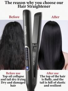 CRASTS Star Quick Heat-Up Adjustable Temperature Titanium Plate Flat Iron/ Hair Straightener With Dual Voltage, Black HS-020, Suitable For Travel And Home Use - UK Plug(220-240V) - View 6