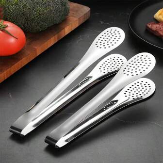 1/5pcs Thick Stainless Steel Food Clip, BBQ Tongs, Baking Bread Steak Cake Clip, Roasted Cooked Food Clip