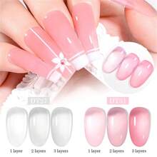 MEET ACROSS 18pcs Crystal Jelly Glass Gel Nail Polish Set 7Ml Summer Nails Translucent Candy Color Gel Polish Set, Semi Permanent Hybrid Varnishes, Glass Pink Sugar Series, Jelly Amber Gel Polish Set, Soak Off UV LED Nail Glue With Box Gel Nail Kit Manicure Kit Nail Supplies Nail Art DIY Home Salon Gift For Women - 彩色 - 查看 6