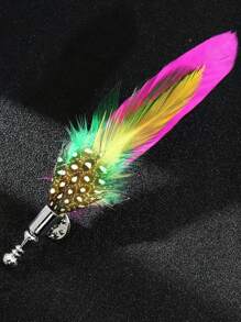 1 Feather Peacock Feather Fashion Brooch Western Ornament Accessory Suitable For Men's Evening Party Wear