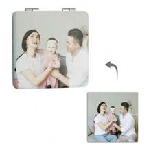 A Unique Personalized Pocket Mirror, Double-Sided Folding Handheld Mirror, Customizable Photo, Metal Frame, Desktop Decor, Cartoon Theme, Easy-To-Use Portable Makeup Mirror, Multi-Functional, Decorative, Letter Pattern, Solid Color, Exquisite And Fashionable, Retro-Modern, Colorful, Casual And Versatile, All-Match Style, Soft And Comfortable, Unique, Customizable, Personalized, An Ideal Gift For Her, Girlfriend, Boyfriend, Or Friends. - White - View 2