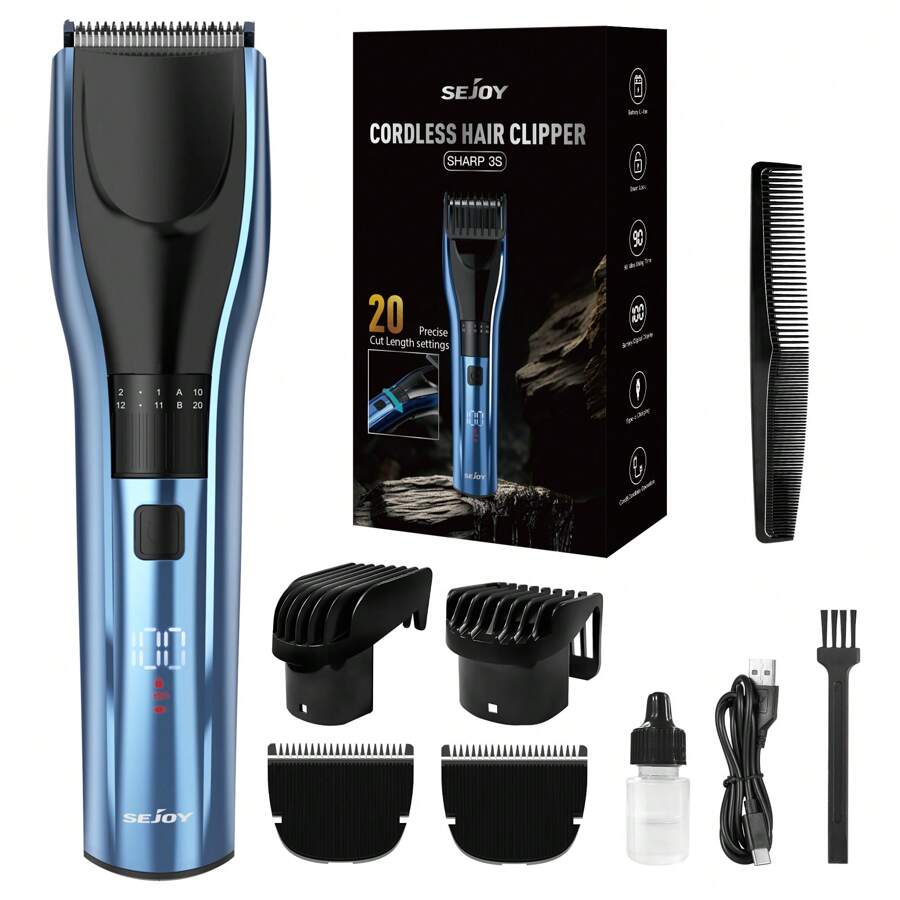 Sejoy Hair Clipper, Multifunctional Cordless Electric Hair Clipper, Professional Hair Clippers For Various Scenarios, Men's Trimming Set - Màu xanh lam - Xem 1
