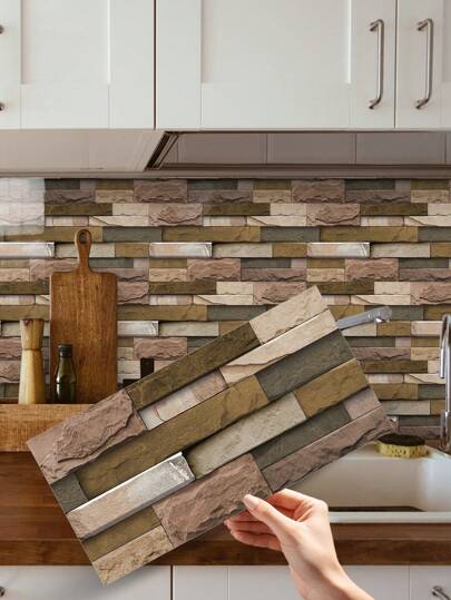 SUPSTICKER 1/12/24 pezzi Decorazione da cucina con motivo marmorizzato marrone, impermeabile e resistente agli oli, facile da pulire e resistente alle alte temperature, adesivo rimovibile, può essere applicato a soggiorno, camera da letto, cucina e bagno per ristrutturazioni e decorazioni, 15x30cm, adesivi, decalcomanie da parete, decalcomanie in vinile per decorazioni domestiche, articoli decorativi primaverili per rinnovare la tua casa, adesivi decorativi per feste, regali per compleanni e lauree