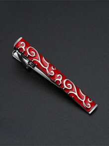 1 件时尚黑色领带夹，银色简约线条设计，多种款式适合男士