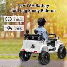 Dazone 12V Kids Ride On Truck Car Off-Road With Parents Remote Control, 12V Battery Powered Electric 2-Seater Kids Ride On SUV Car Vehicle, Spring Suspension, LED Lights, Bluetooth, 2 Speeds, Music, Horn, Electric Car For Kids - White - View 7