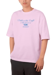 Streetwear Eagle Faith 100% Cotton Unisex T-Shirt - 淺粉色 - 查看 2
