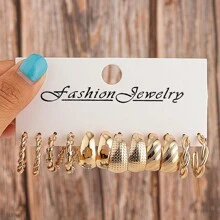 Bộ 6-24 chiếc/Bộ Hoa tai vòng tròn hình chữ C mạ vàng mới - vòng khuyên tai - Xem 13