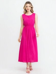 Simple Comfortable Ambient Cotton Dress - Màu Hồng Tươi - Xem 2