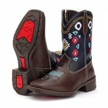 Texana Children's Girl's Colorful Embroidered Boiadeira Boot - Rust Brown - View 2