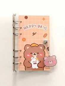 1入組卡通圖案創意多用途筆記本適用於學校學生 - 棕色 - 查看 8