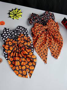 1pc Christmas/Halloween Pumpkin Head, Clown, Ghost Pattern Bowknot Hairclip Barrette Accessories, Suitable For Festival Party Gifts (Plus Size)